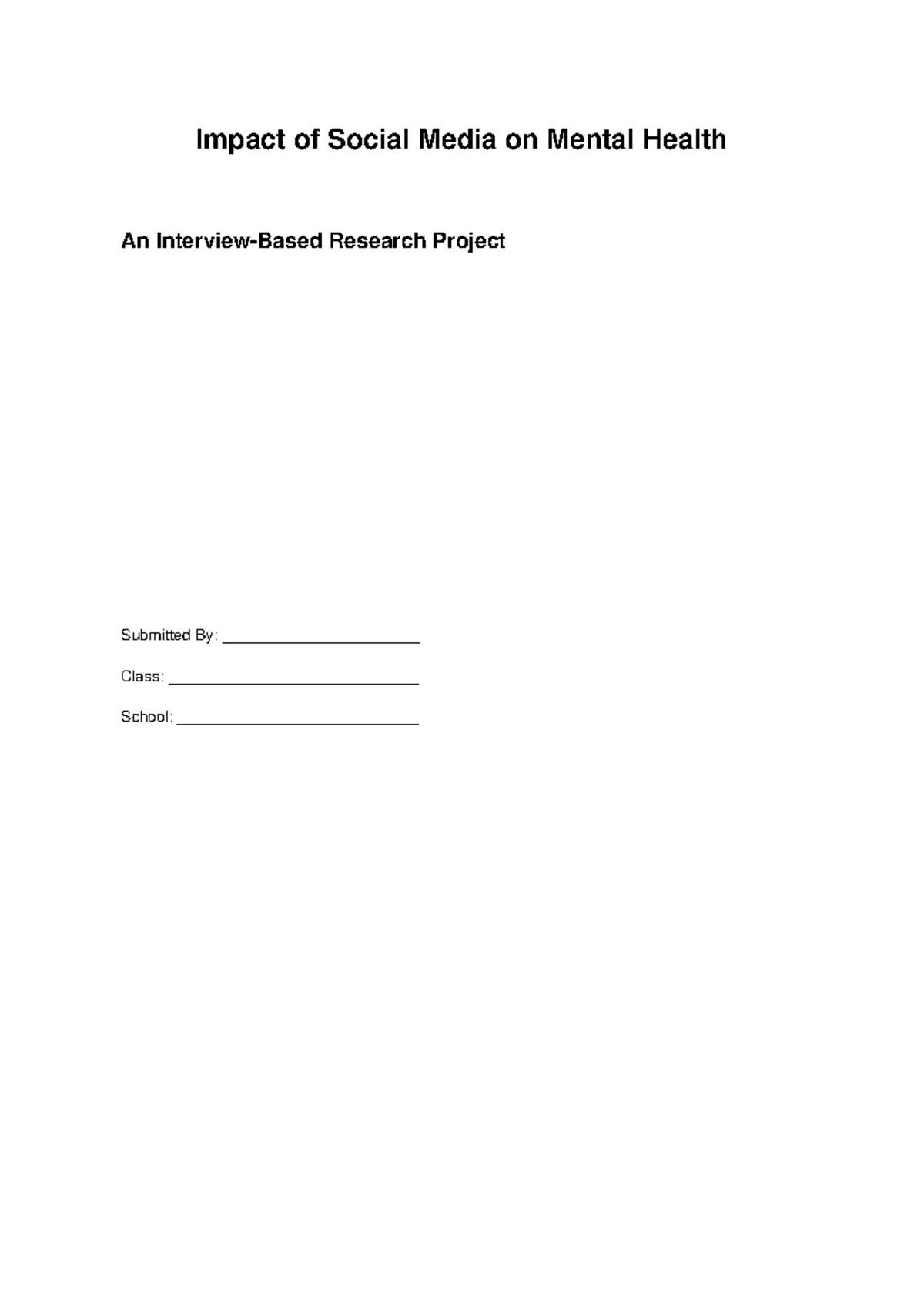 Impact of Social Media on Teen Mental Health: Research Project - Studocu