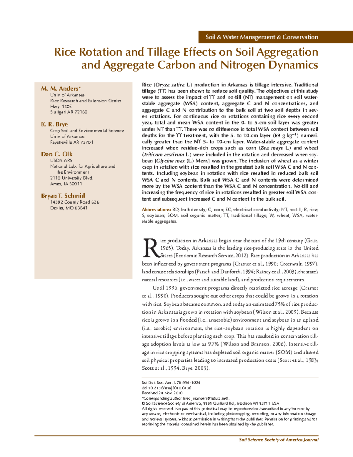 Rice Rotation and Tillage Effects on Soil Aggregation and C/N Dynamics ...