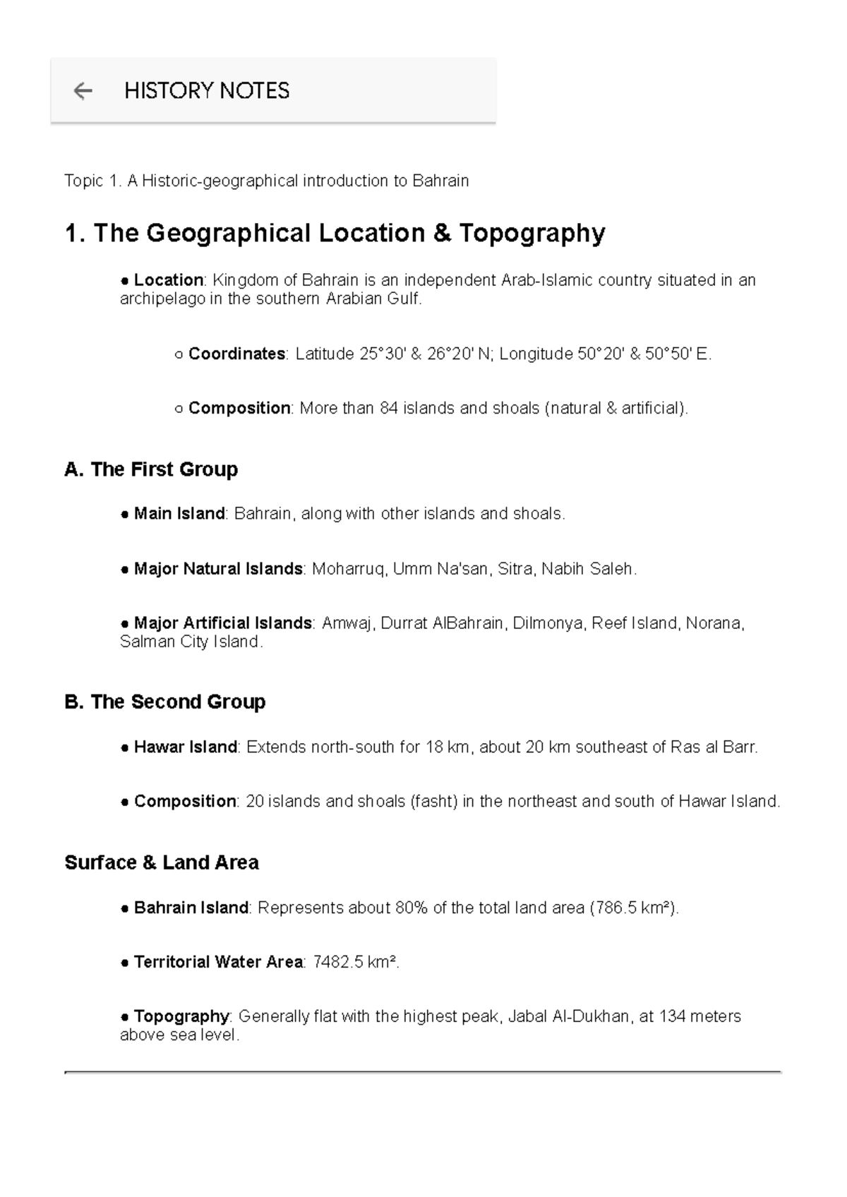 HISTORY NOTES: Introduction to Bahrain's Geography and Economy - Studocu