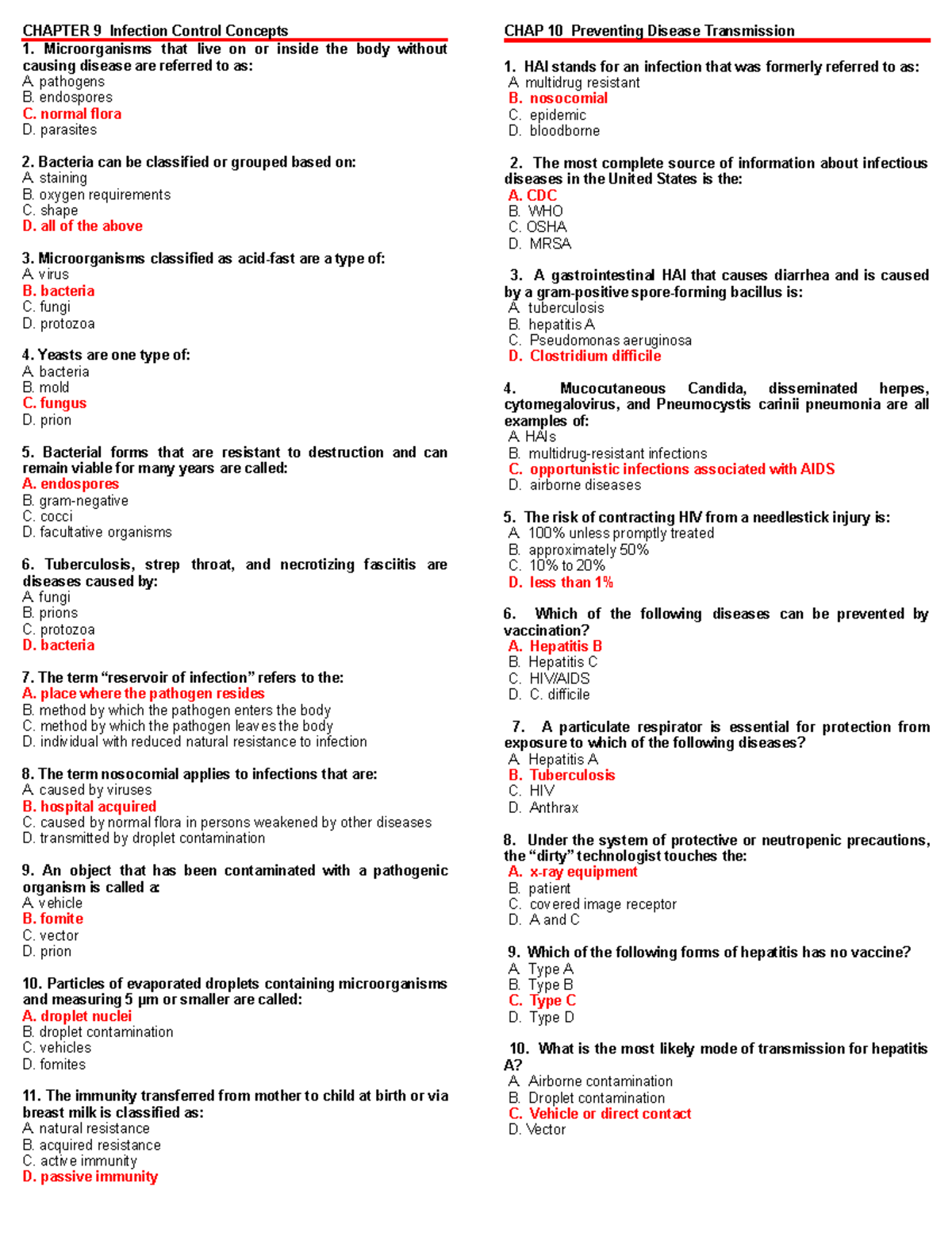 PCM - Chapter 9 Infection Control: Preventing Disease Transmission ...