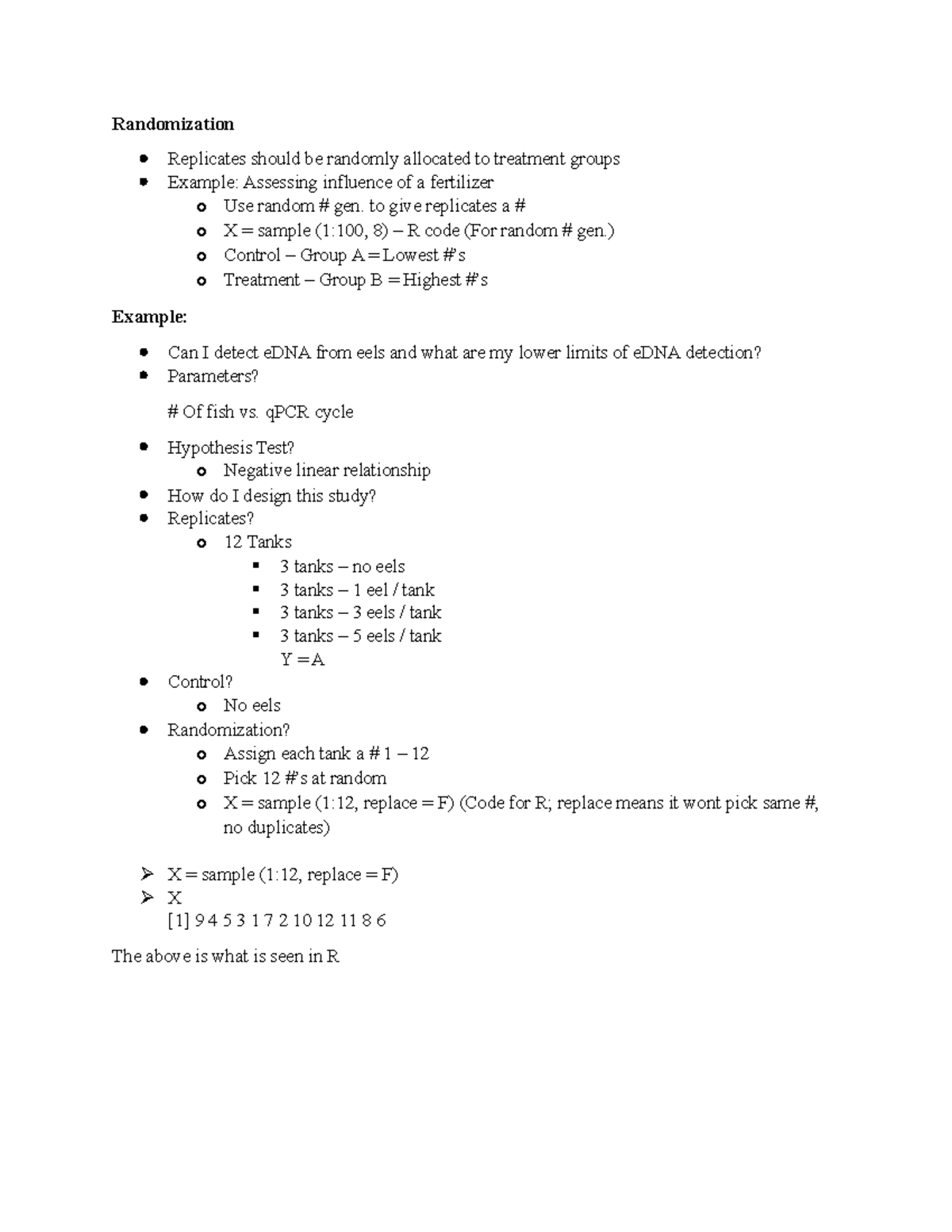4-21-22 - Lecture Notes - Randomization Replicates should be randomly ...