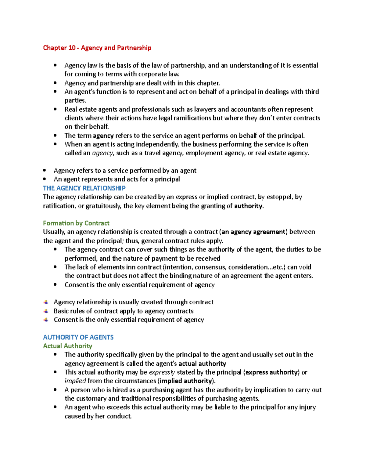 Chapter 10: Understanding Agency and Partnership in Business Law - Studocu