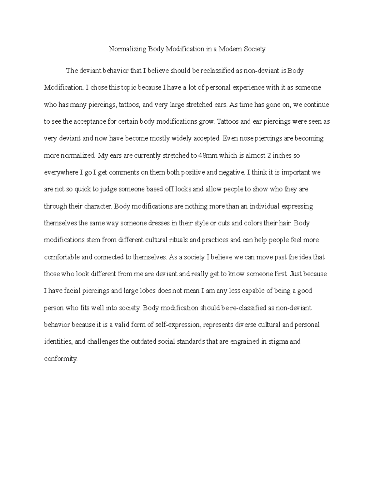 Normalizing Body Modification: SOC 326 Final Project Milestone One ...