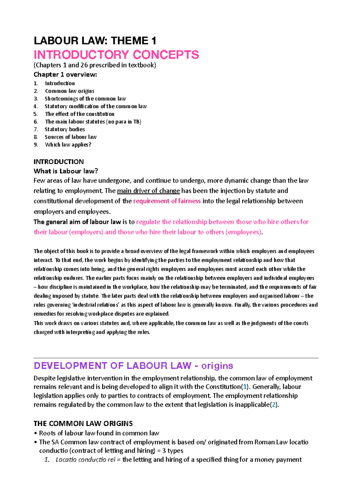 Course Code LAB 01: Introductory Concepts in Labour Law & Case ...