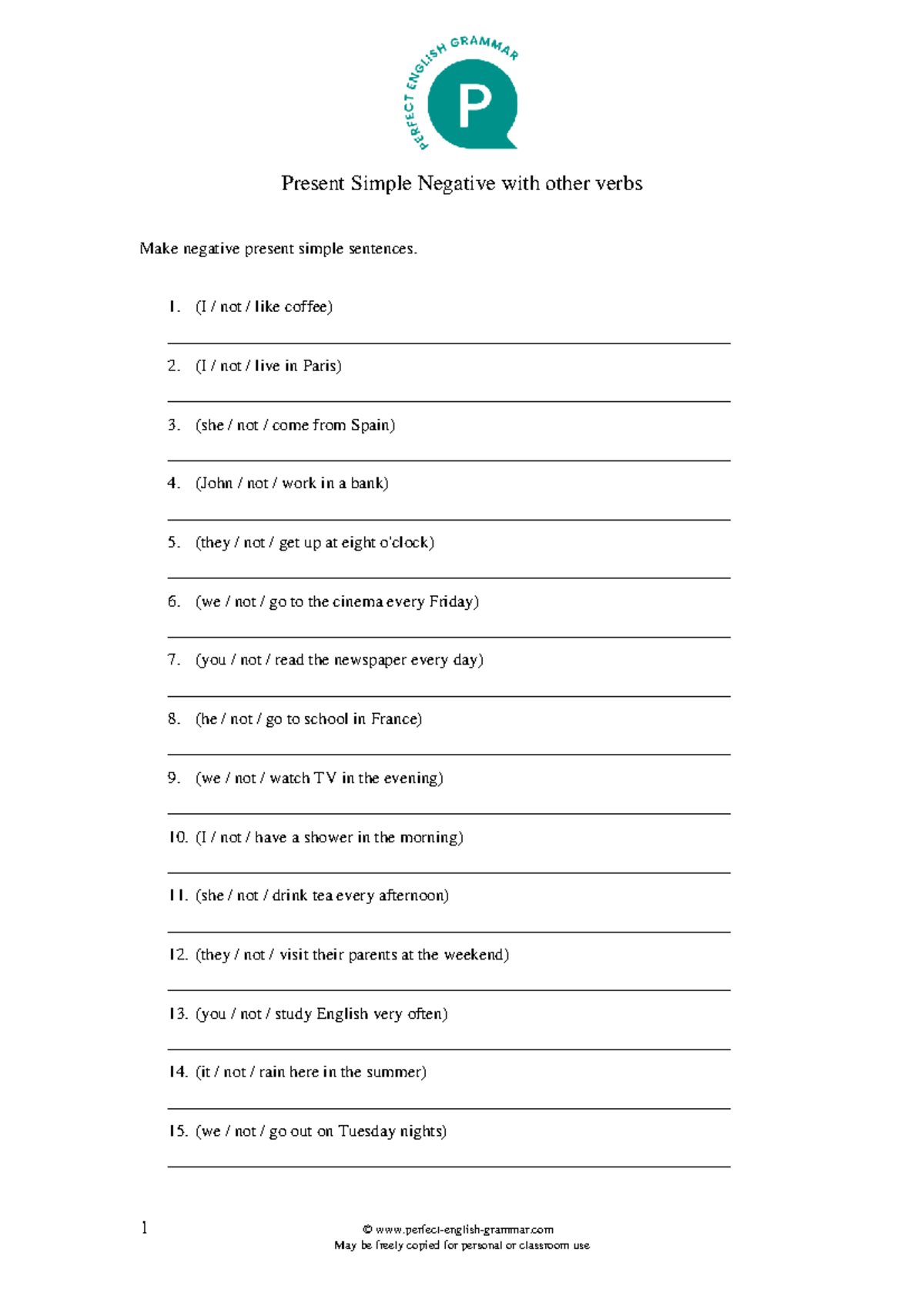 Present Simple Negative Sentences: Examples & Answers - Studocu