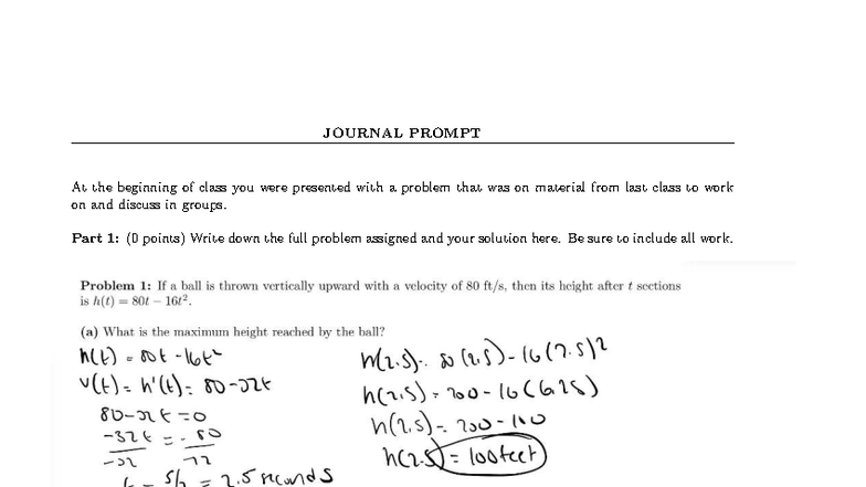 JOURNAL PROMPT: Notes & Practice from Last Class Discussion - Studocu