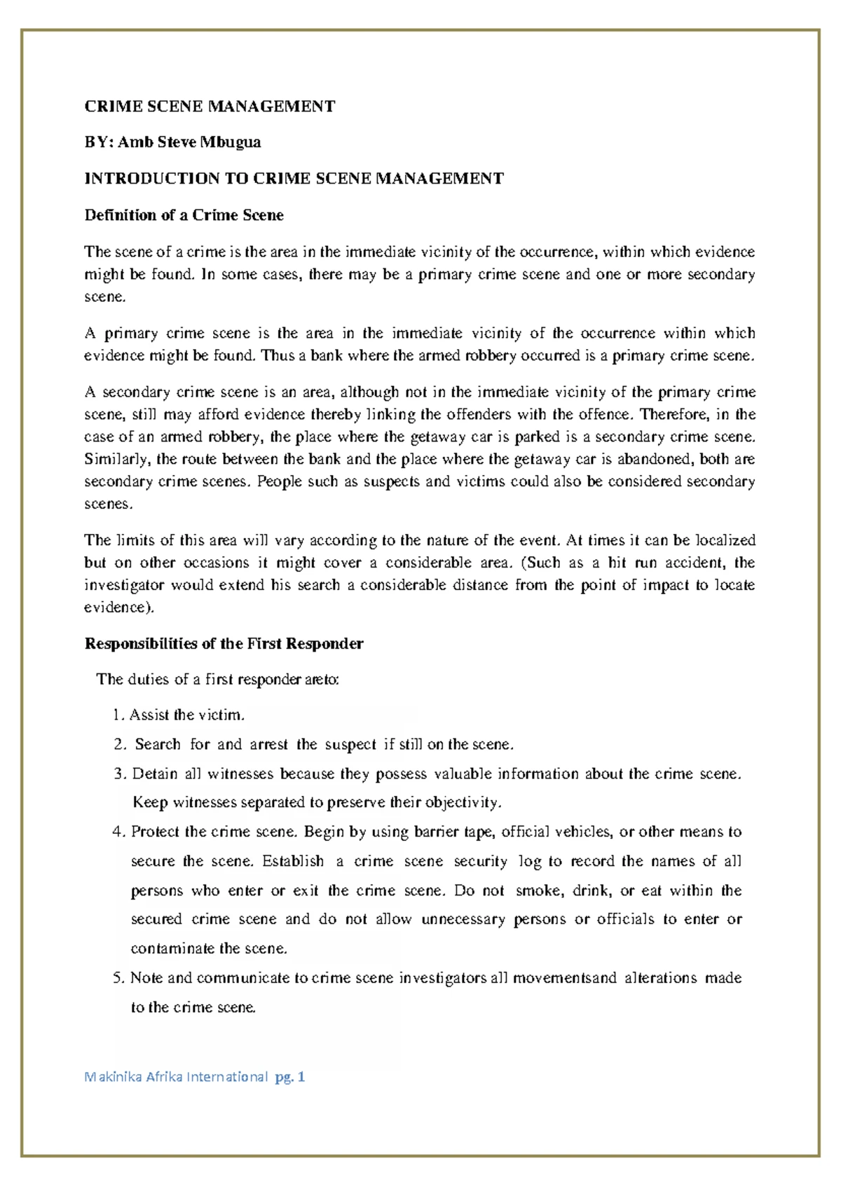 Crime Scene Security: Procedures, Evidence Collection & Processing ...
