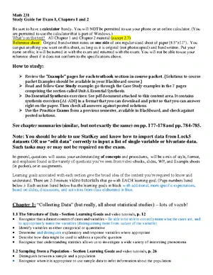 Math 231 Exam 1 Practice Exam - Unit A (Chapters 1 & 2) - Studocu
