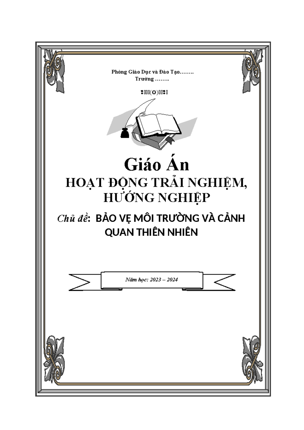Giáo Án Hoạt Động Trải Nghiệm: Bảo Vệ Môi Trường & Cảnh Quan Thiên Nhiên - Document Preview