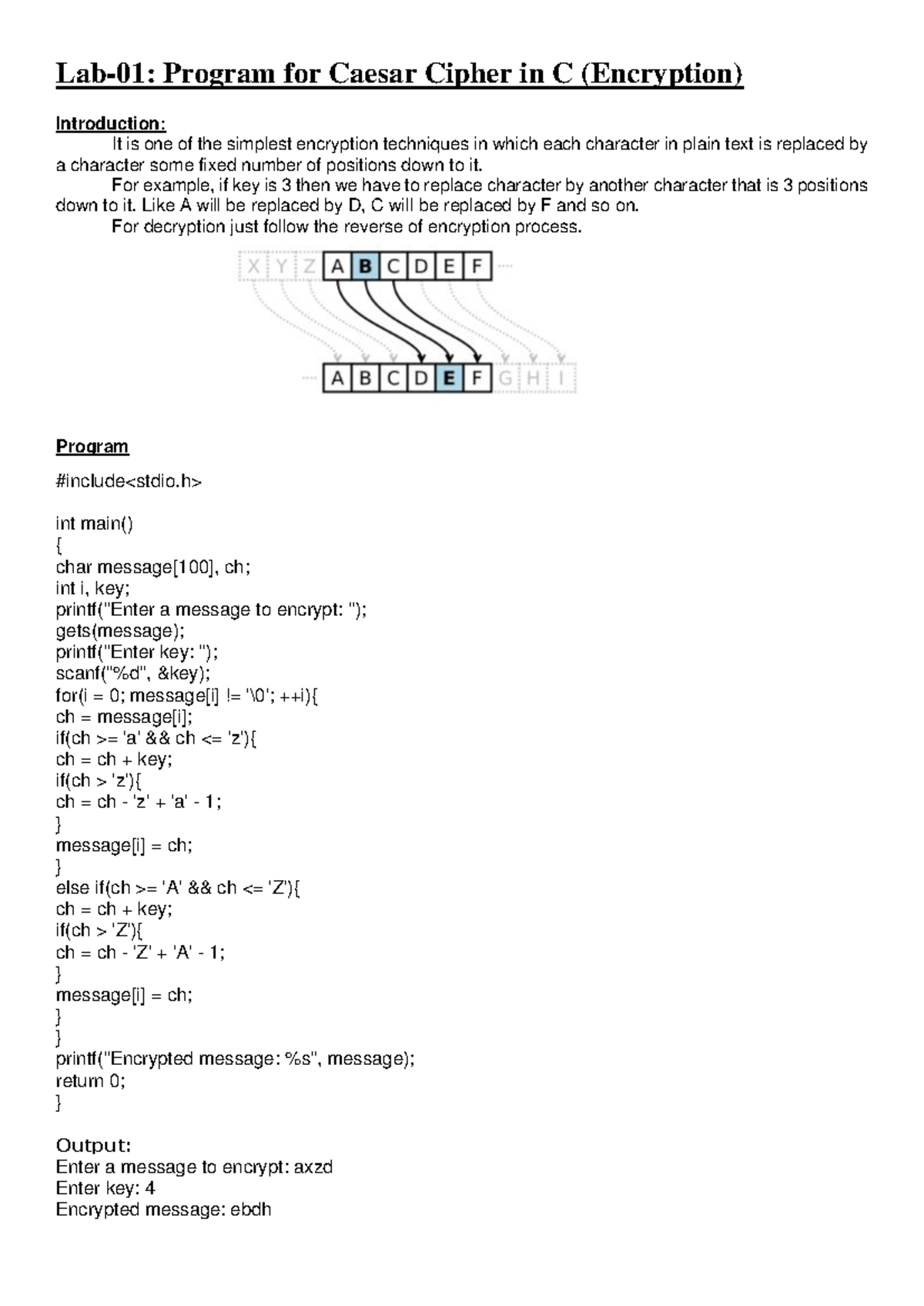 Cryptography lab wok CSIT 5th Sem - Lab-01: Program for Caesar Cipher ...