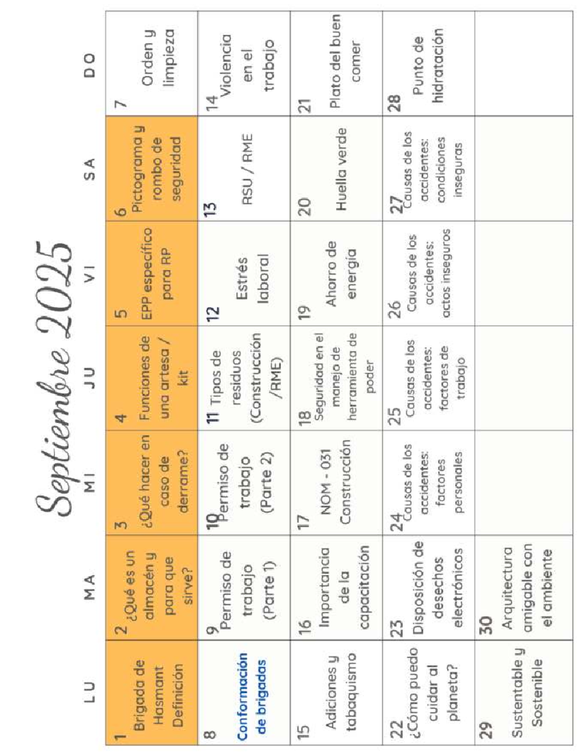 Calendario de Pl&aacute;ticas de 5 Minutos - Septiembre 2025 - Studocu