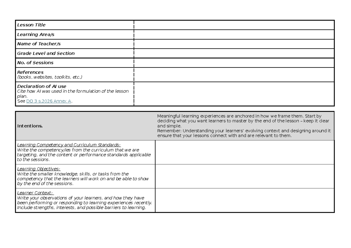 ILAW-DLP: Comprehensive Daily Lesson Log for Grade Level Planning - Studocu
