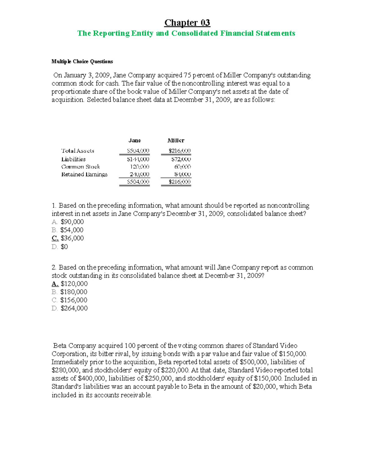 Chapter 03: The Reporting Entity & Consolidated Financial Statements ...