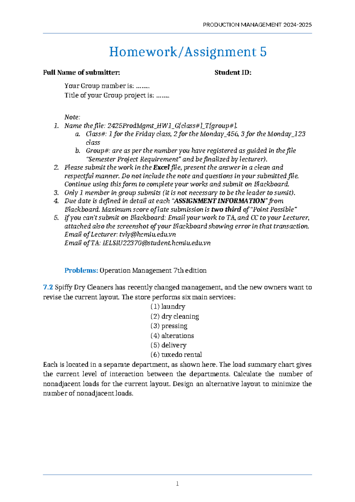 2425Prod Mgmt HW5 G# T# - something - Homework/Assignment 5 Full Name ...