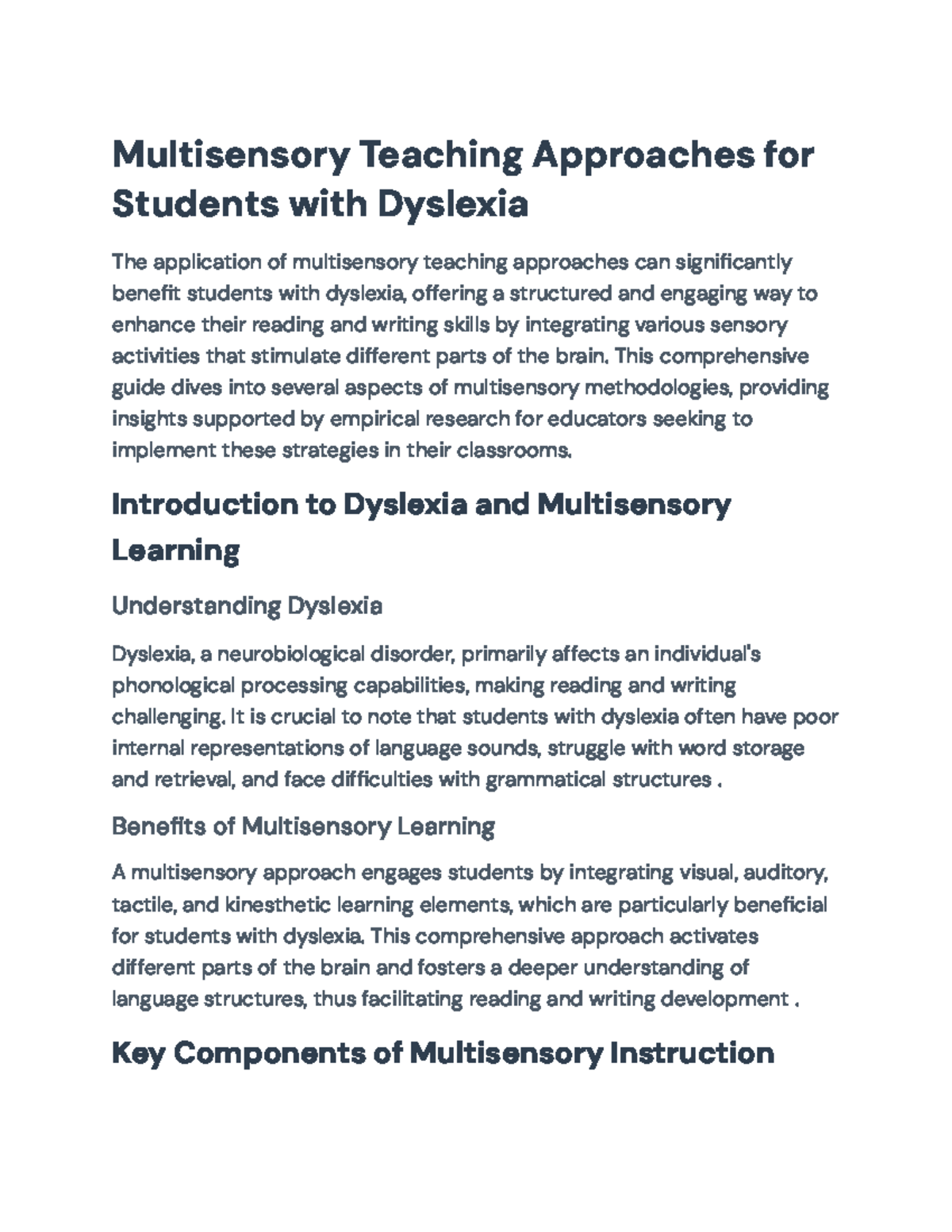 Multisensory Teaching Strategies for Dyslexia: A Comprehensive Guide ...
