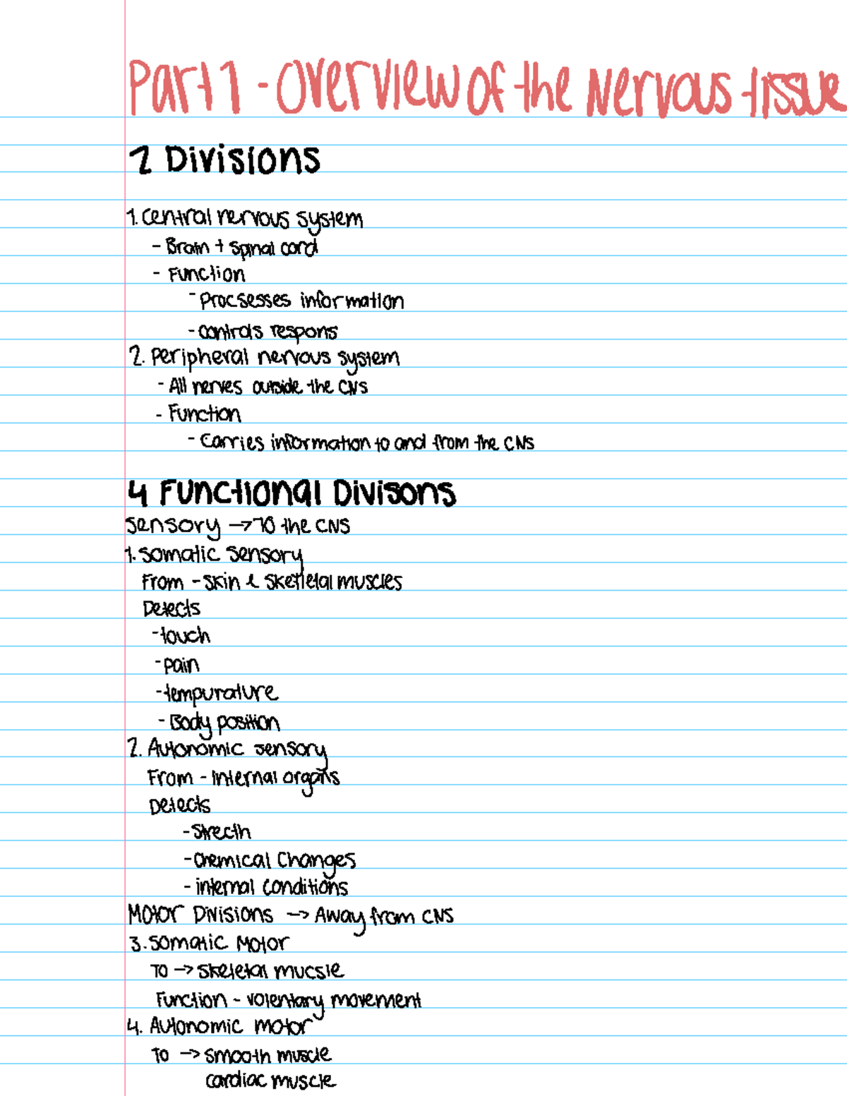 Lecture Notes on Nervous System Overview - Studocu