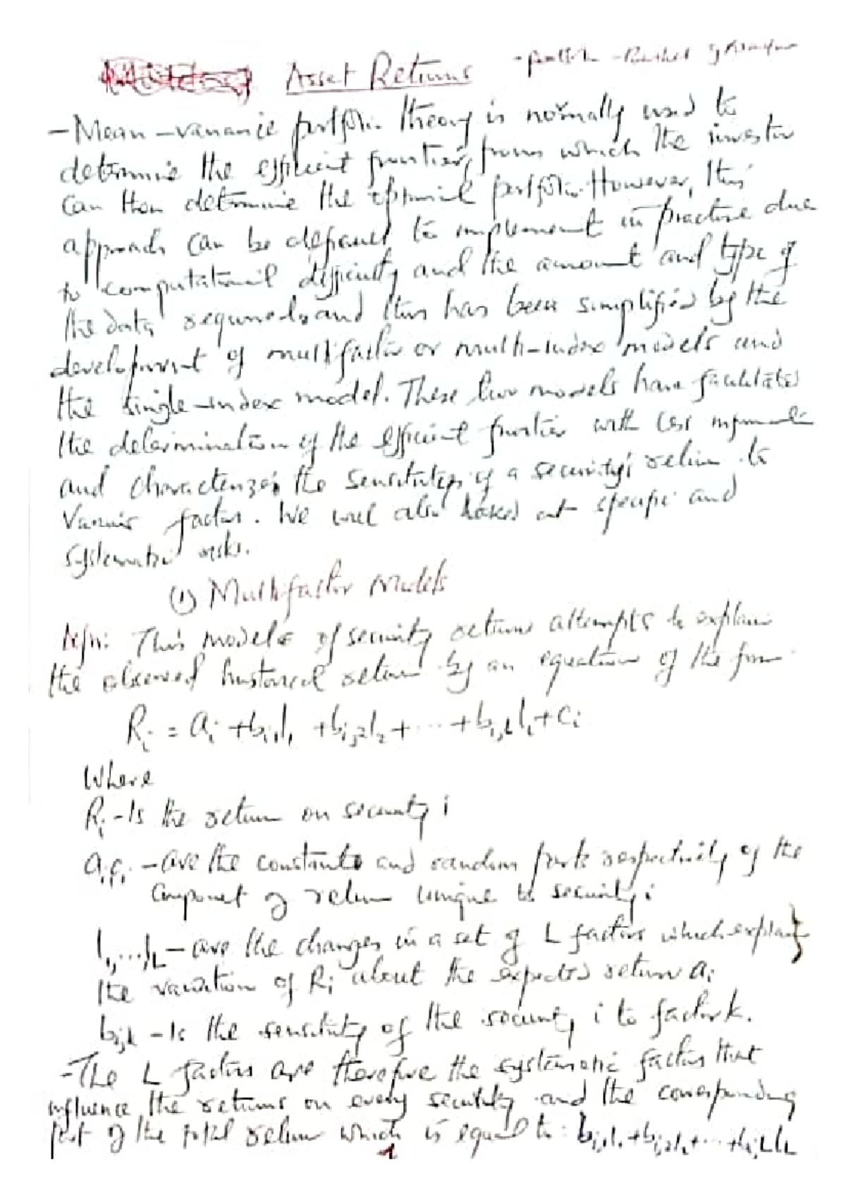 SAC304 Notes: Understanding Asset Returns and Efficient Frontier Models ...