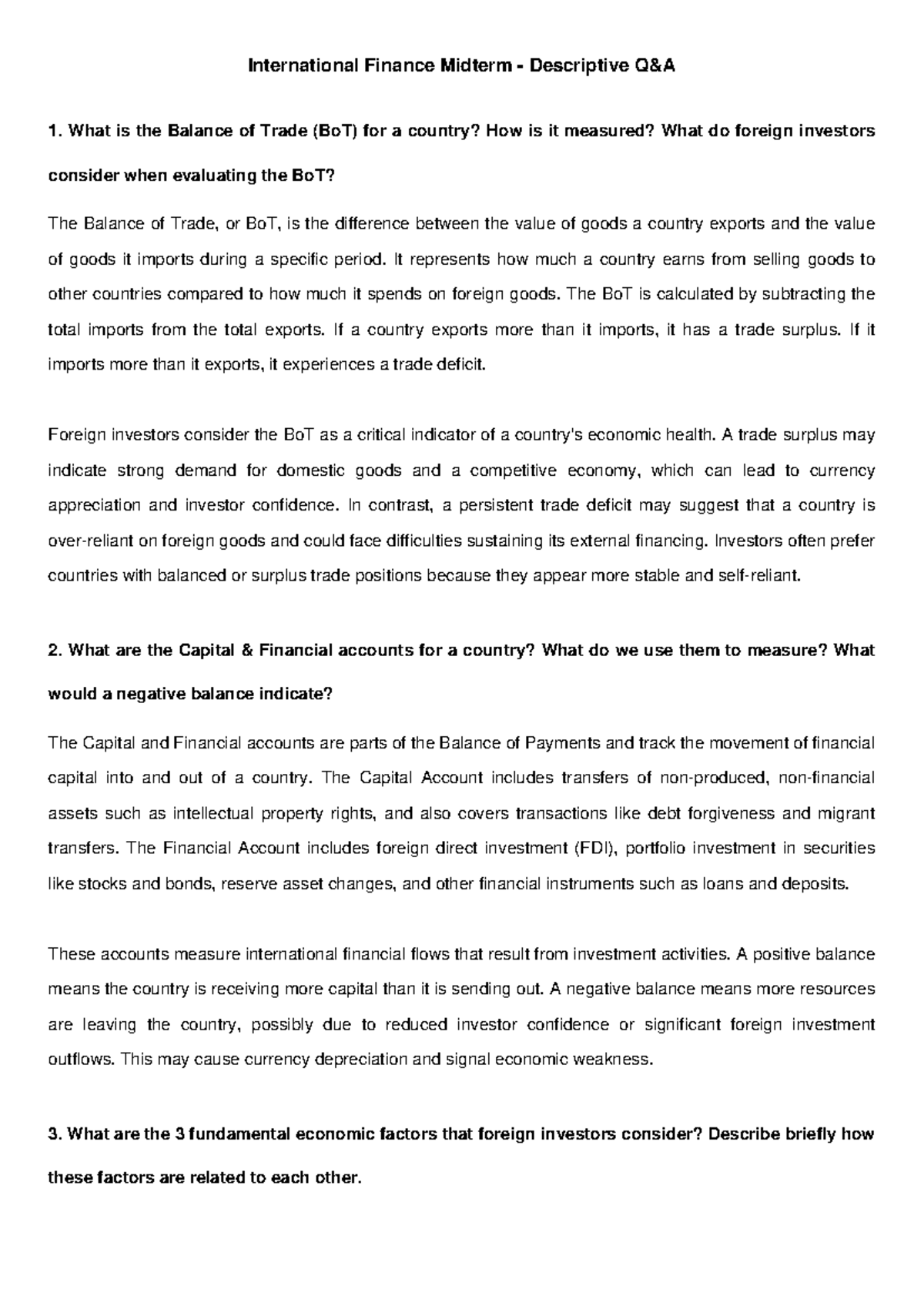 International Finance Midterm Exam: Key Concepts and Q&A - Studocu