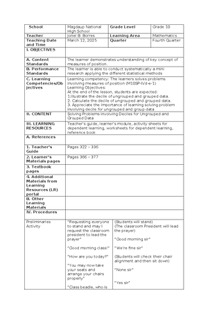 3RD Summative Test in Mathematics 10 - Quarter 4 Third Summative Test ...