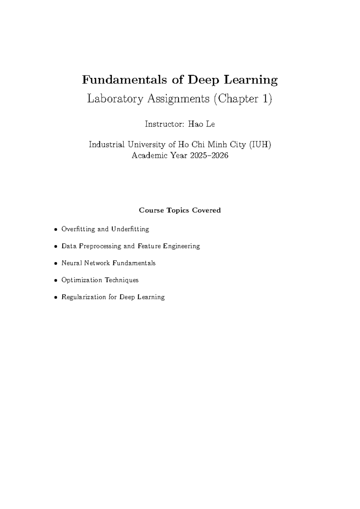 Deep Learning Fundamentals Lab Assignments (Chapter 1) - Studocu