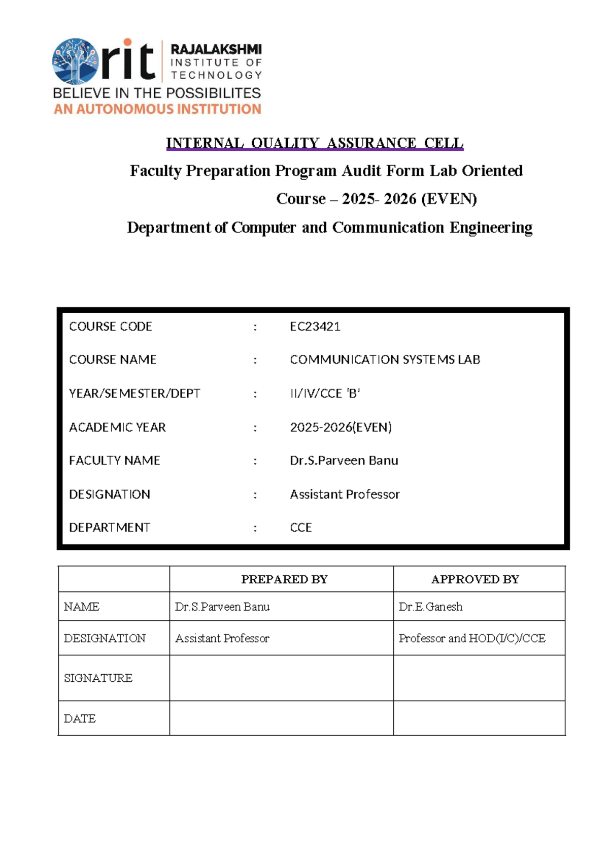 FPP Lab Notes for EC23421: Communication Systems Lab (2026) - Studocu