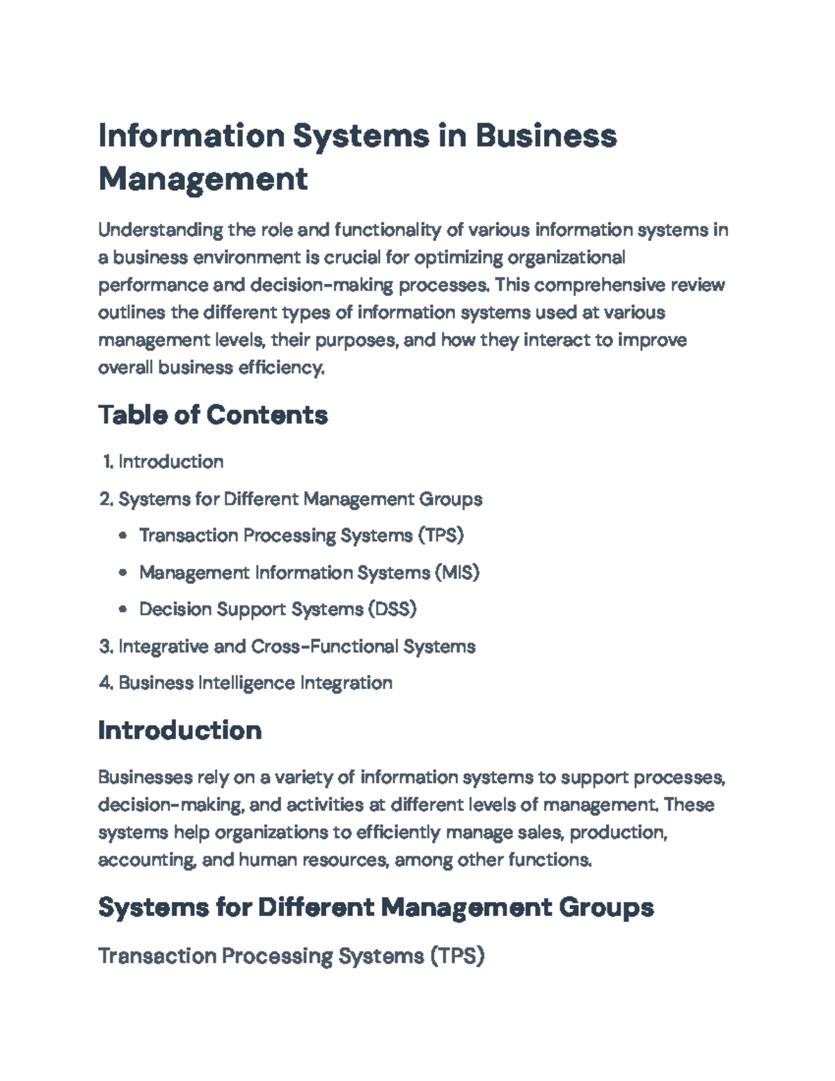 Information Systems in Business Management: Types and Functions ...