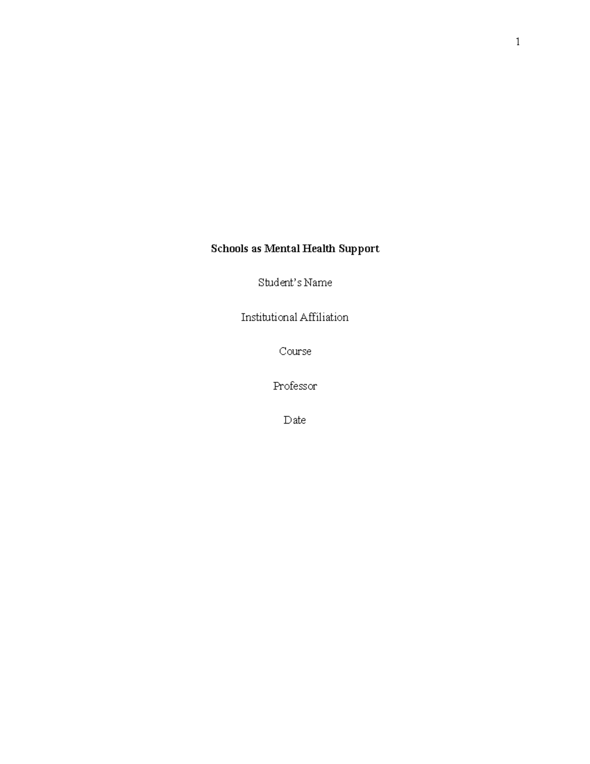 Schools as Mental Health Support: Addressing Youth Needs - Studocu