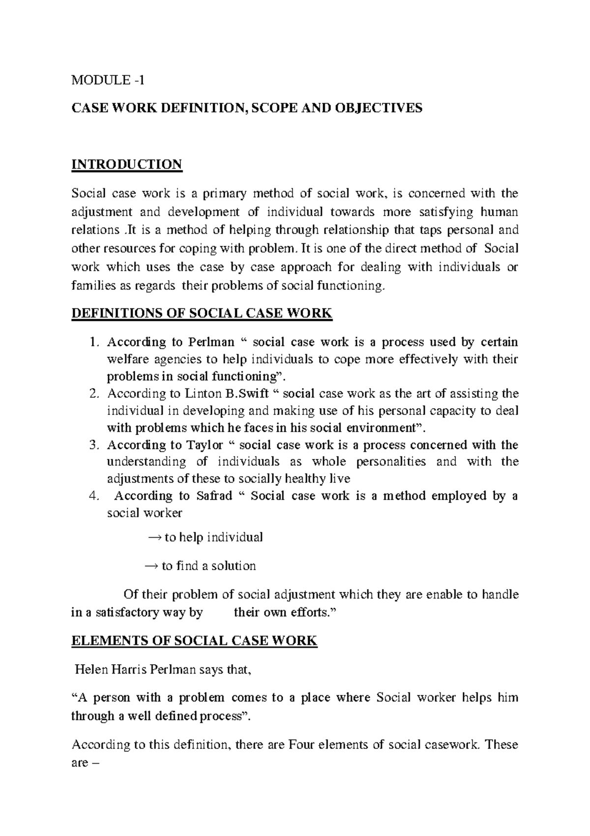CASE WRK NOTES - Understanding Social Work Methods in MSW Sem 2 - Document Preview