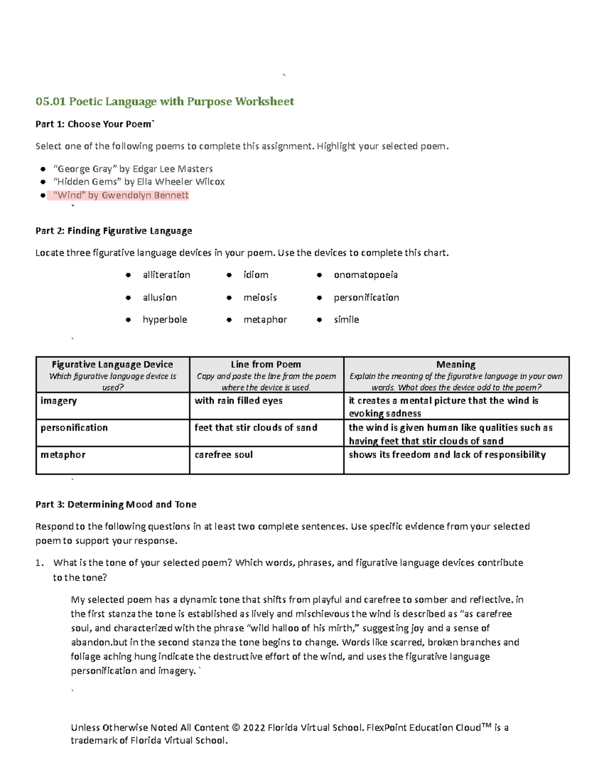 Copy of 5.01 Poetic Language with Purpose worksheet - ` 05 Poetic ...