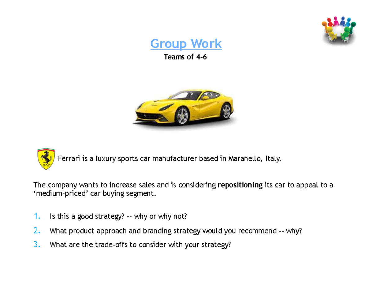 Branding Strategies for Ferrari: Group Work Analysis - Studocu