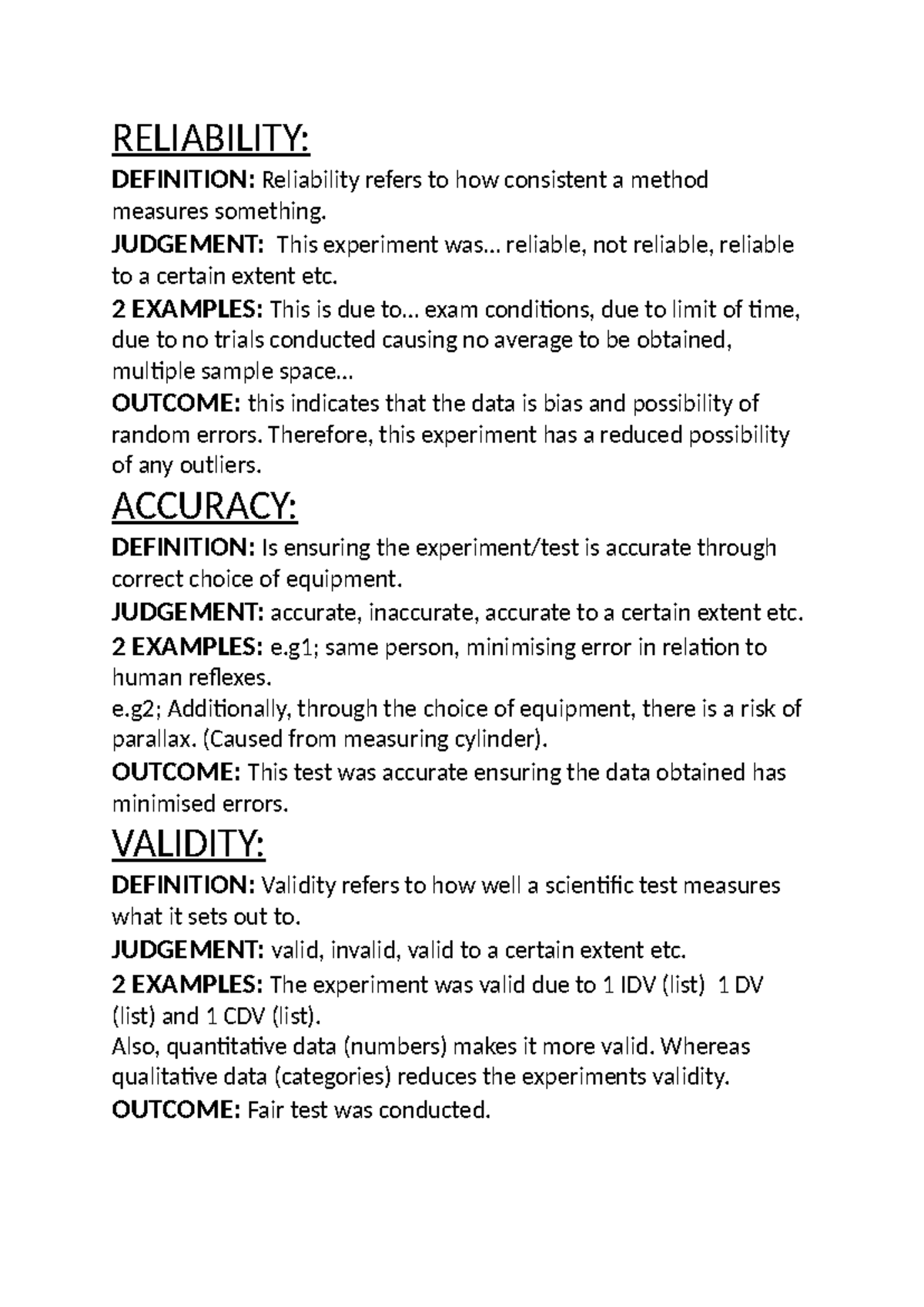 RELI 101: Reliability, Accuracy, and Validity Explained - Studocu