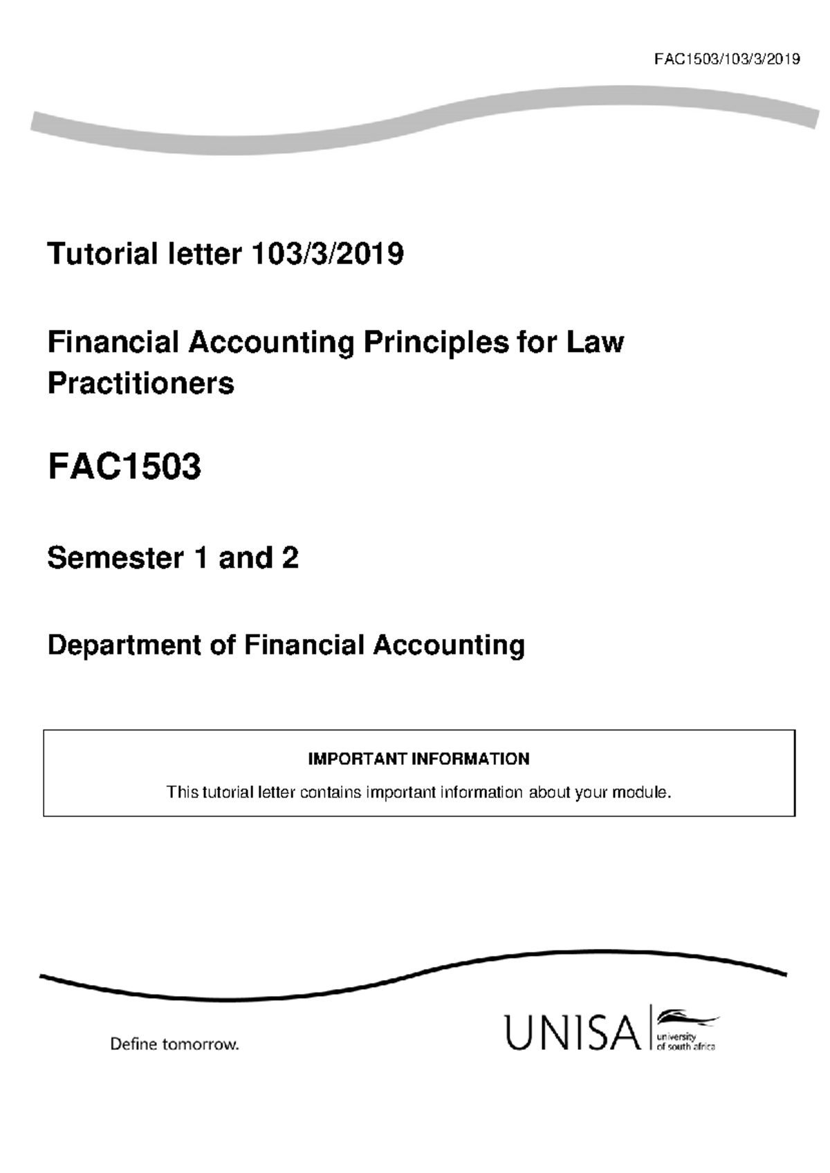 FAC1503 - TL103 2019 3 b - Examination example - FAC1503/103/3 ...