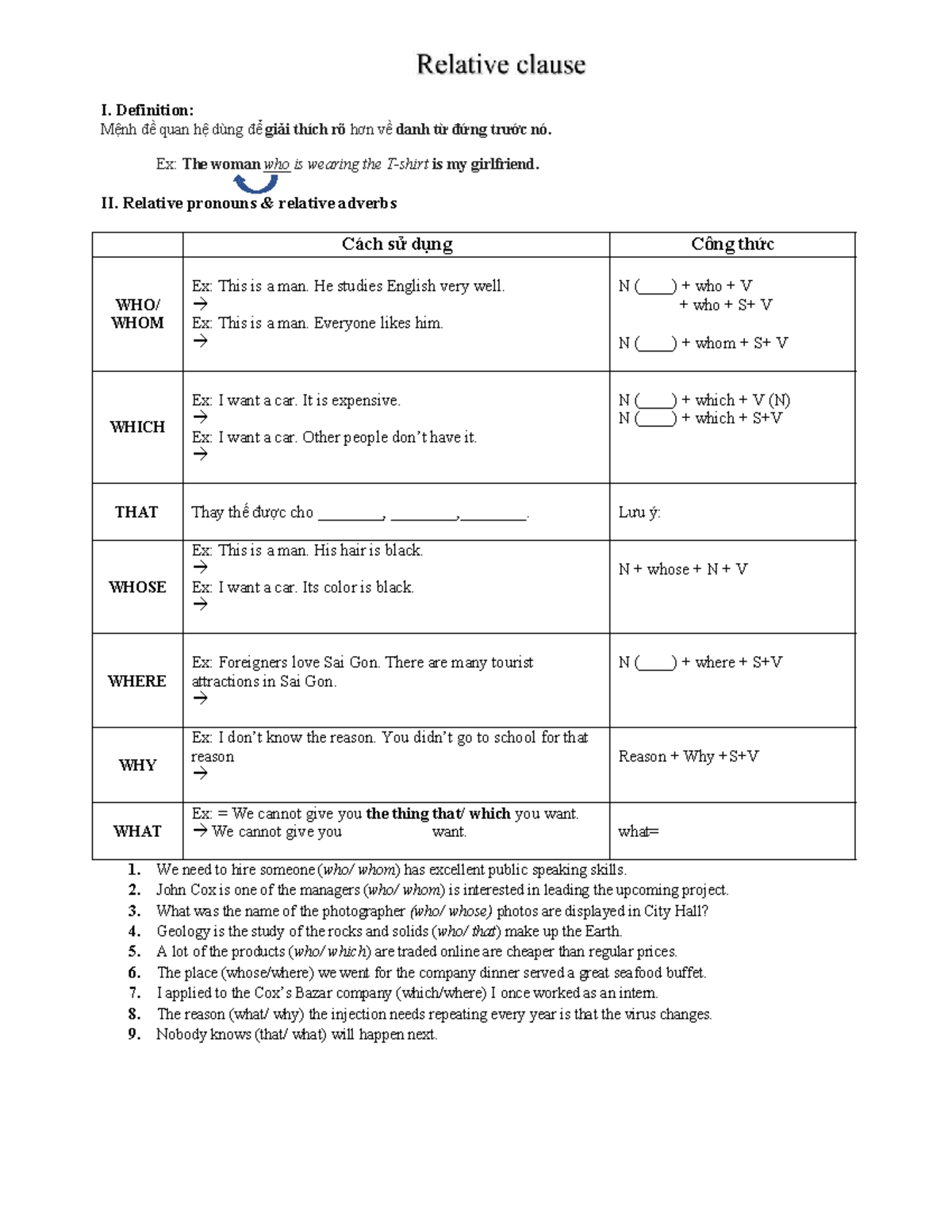 Relative Clause & Reduced Relative Clause Notes (ENG 101) - Studocu