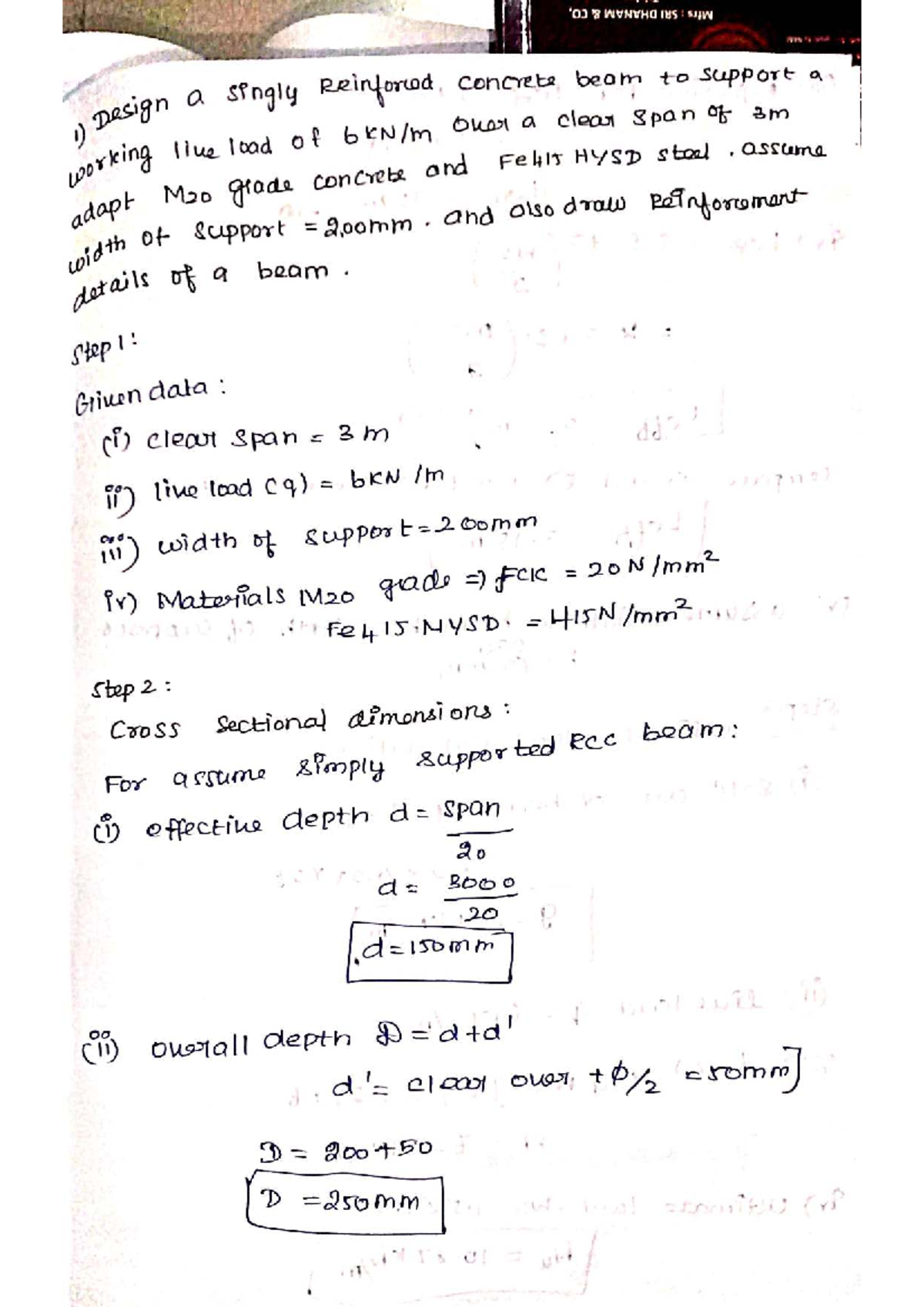 Design of a Singly Reinforced Concrete Beam (MATH 101) - Studocu