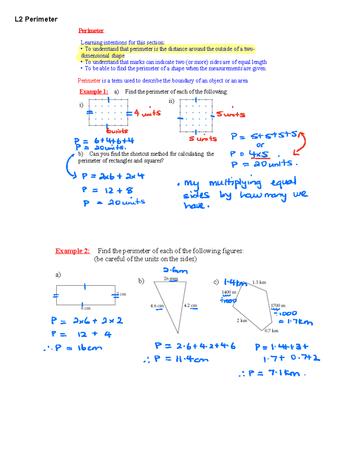 L2 Perimeter - Practice Exam and Formula Review - Studocu