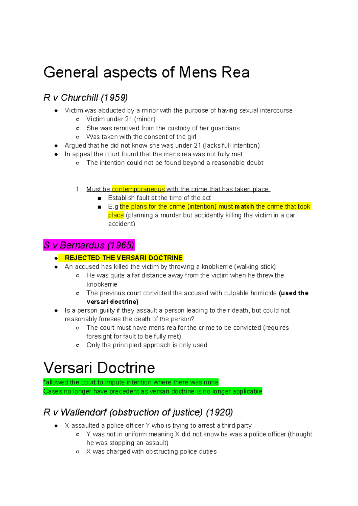 Mens Rea Case Summaries: Key Insights from R v Churchill (1959) and ...