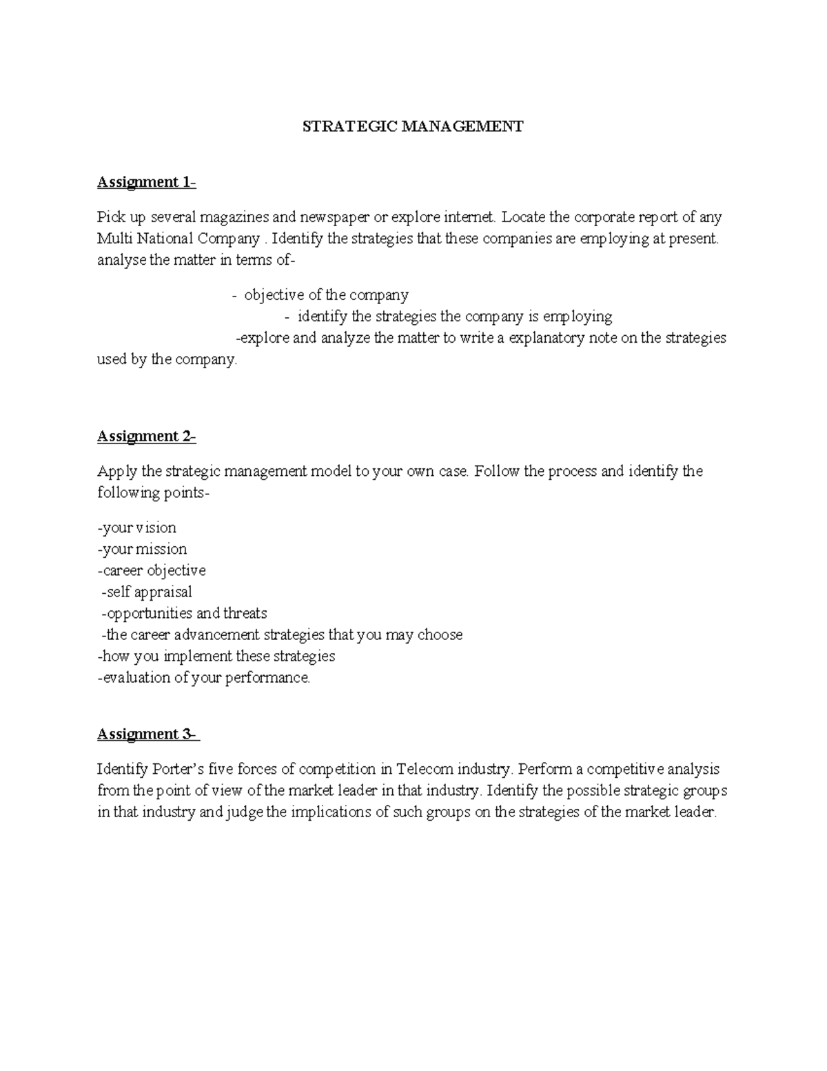 Strategic management - STRATEGIC MANAGEMENT Assignment 1- Pick up ...