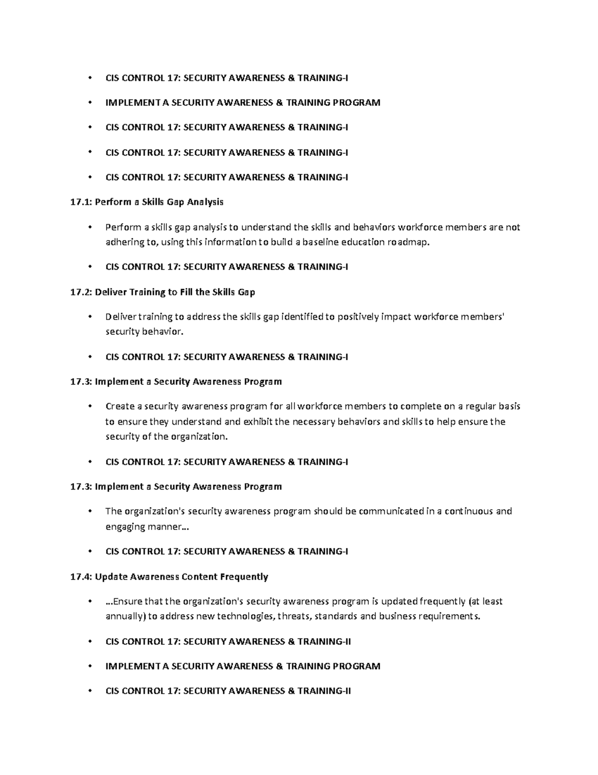 Cs 205 - more descriptive more easy - • CIS CONTROL 17: SECURITY ...