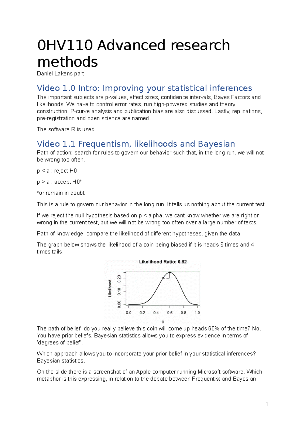 0HV110 Advanced Research Methods Lecture: Key Concepts & Analysis ...