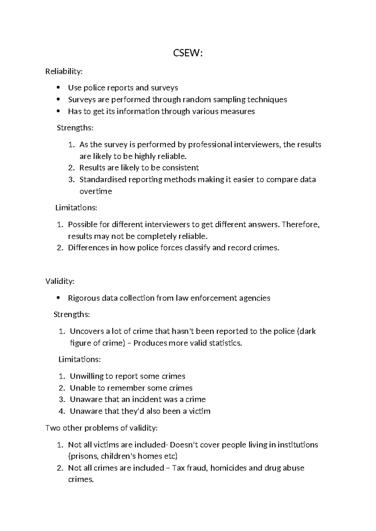 CSEW: Analysis of Reliability, Validity, and Ethical Considerations ...