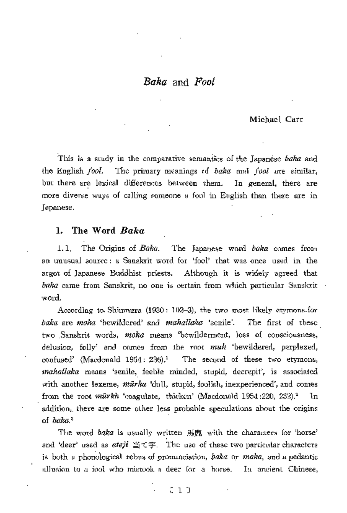 BKA 63: Comparative Study of 'Baka' and 'Fool' in English and Japanese ...