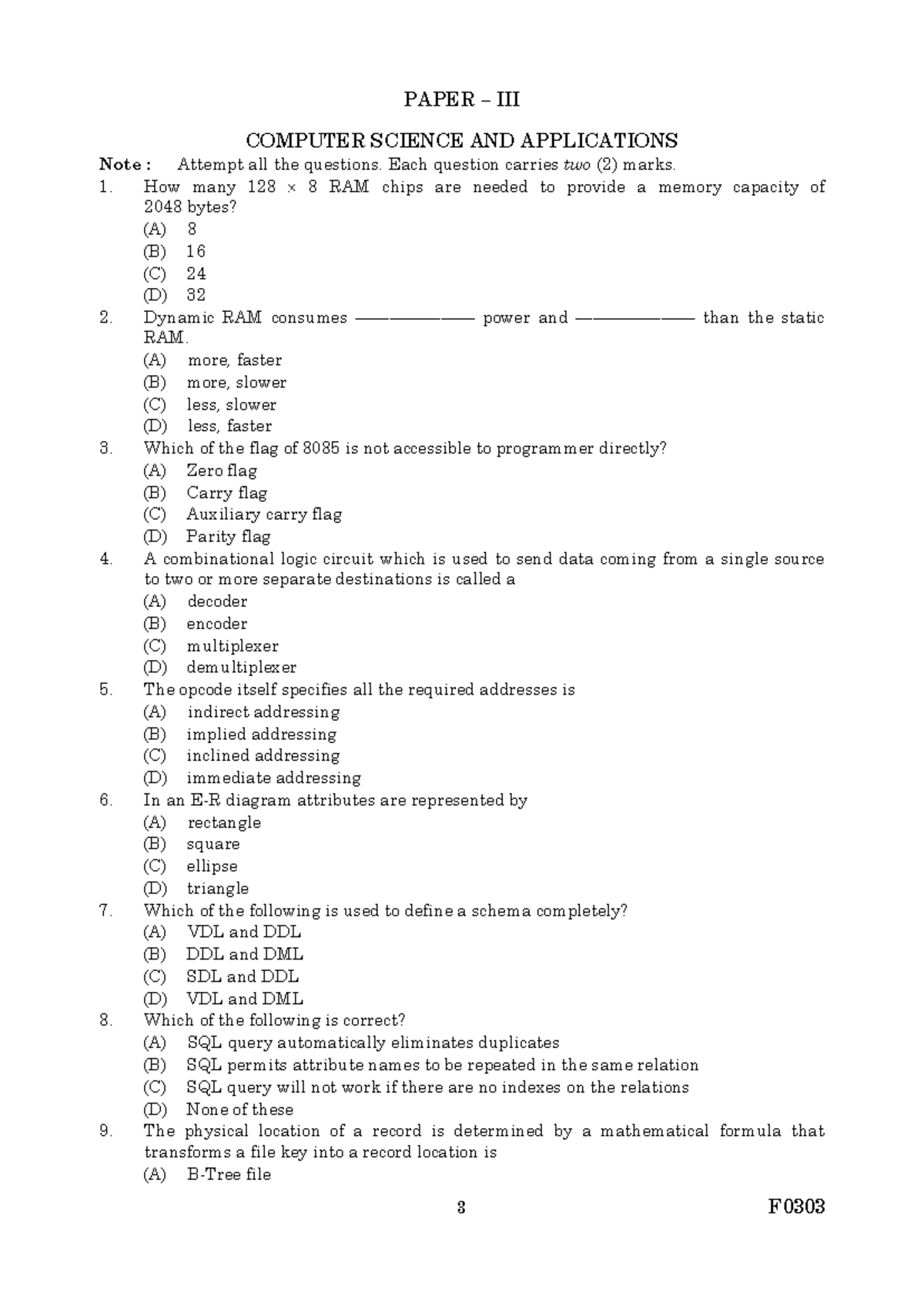 Tnset 2011 S - Notes - PAPER – II COMPUTER SCIENCE AND APPLICATIONS ...