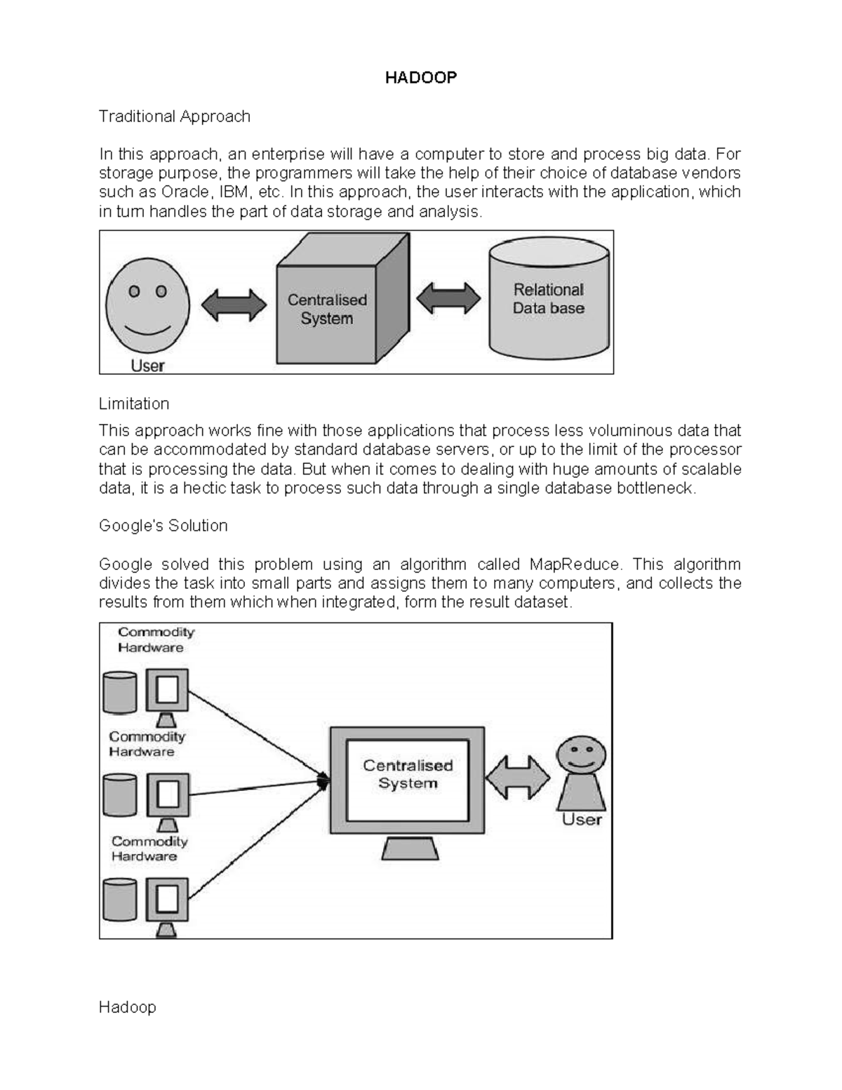 HADOOP UNIT 2: Traditional Approach, Architecture, and MapReduce - Studocu