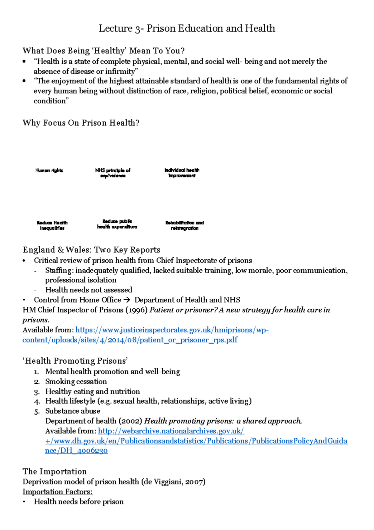 Prison Health & Education: Insights from Lecture 3 (PSY101) - Studocu