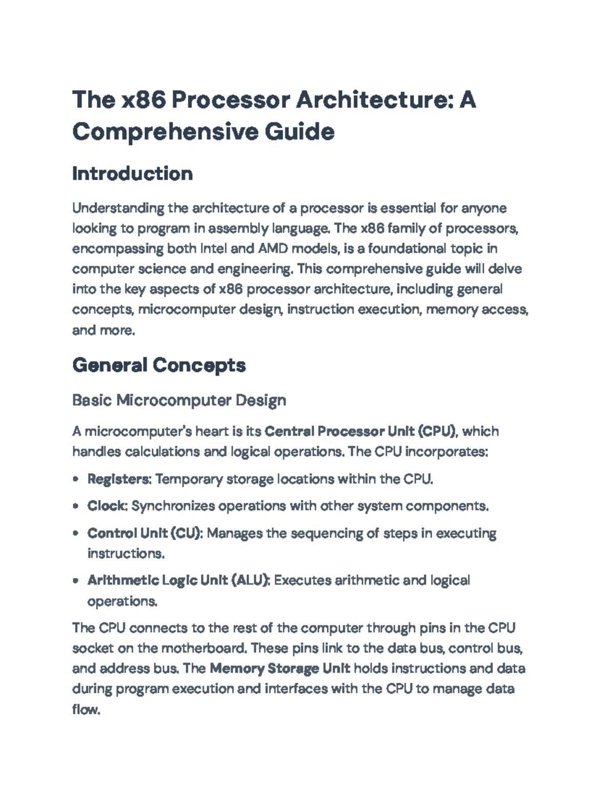 Understanding x86 Processor Architecture: A Detailed Overview - The x86 ...