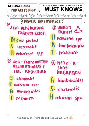 Mnemonics - medtech notes - Medical Technology - Studocu