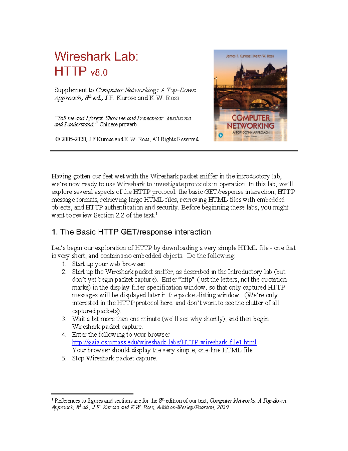 Wireshark Lab 2a: Exploring HTTP Protocols and Packet Capture ...
