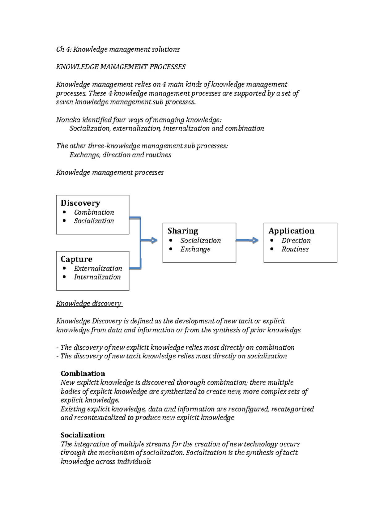 Ch 4 - Knowledge Management Processes and Solutions - Studocu