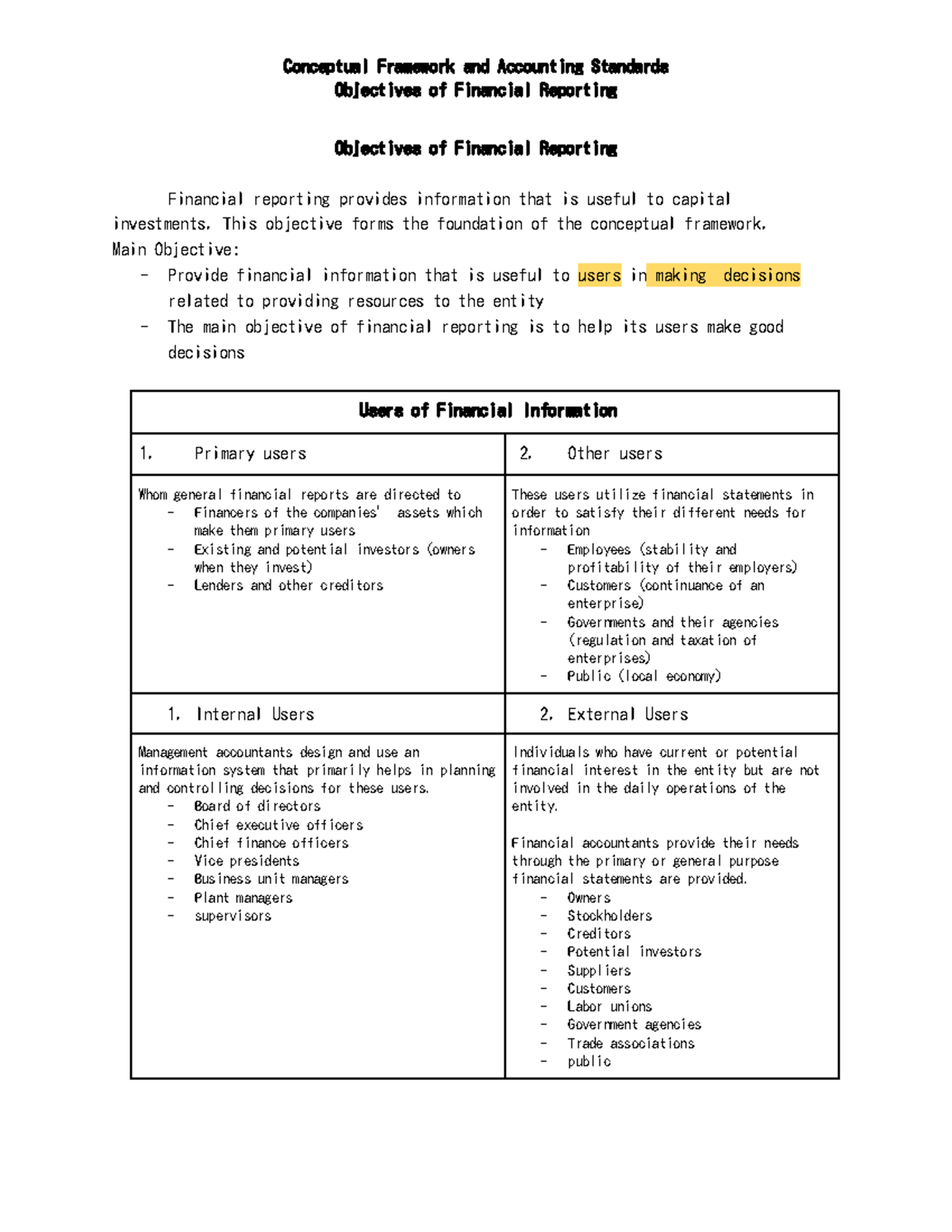 S2CFAS Objectives of Financial Reporting: A Conceptual Framework ...