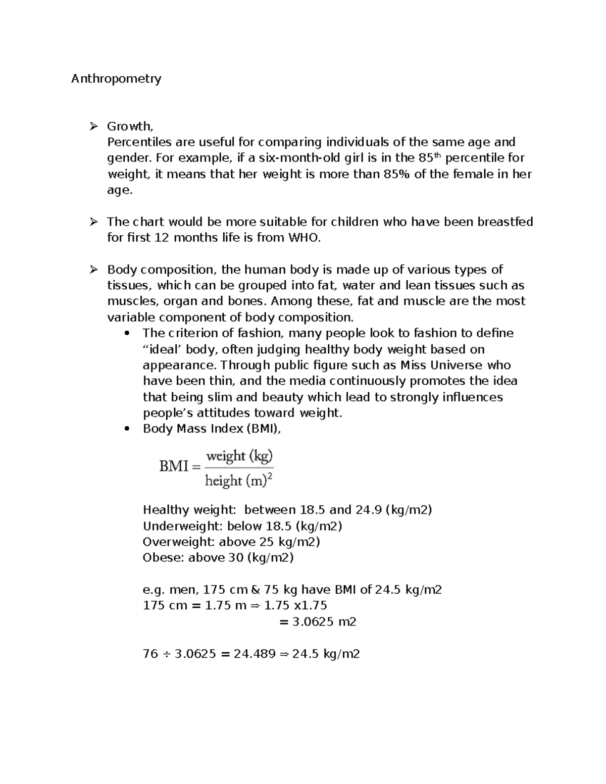 Anthropometry - Essential Notes on Growth and Body Composition - Studocu